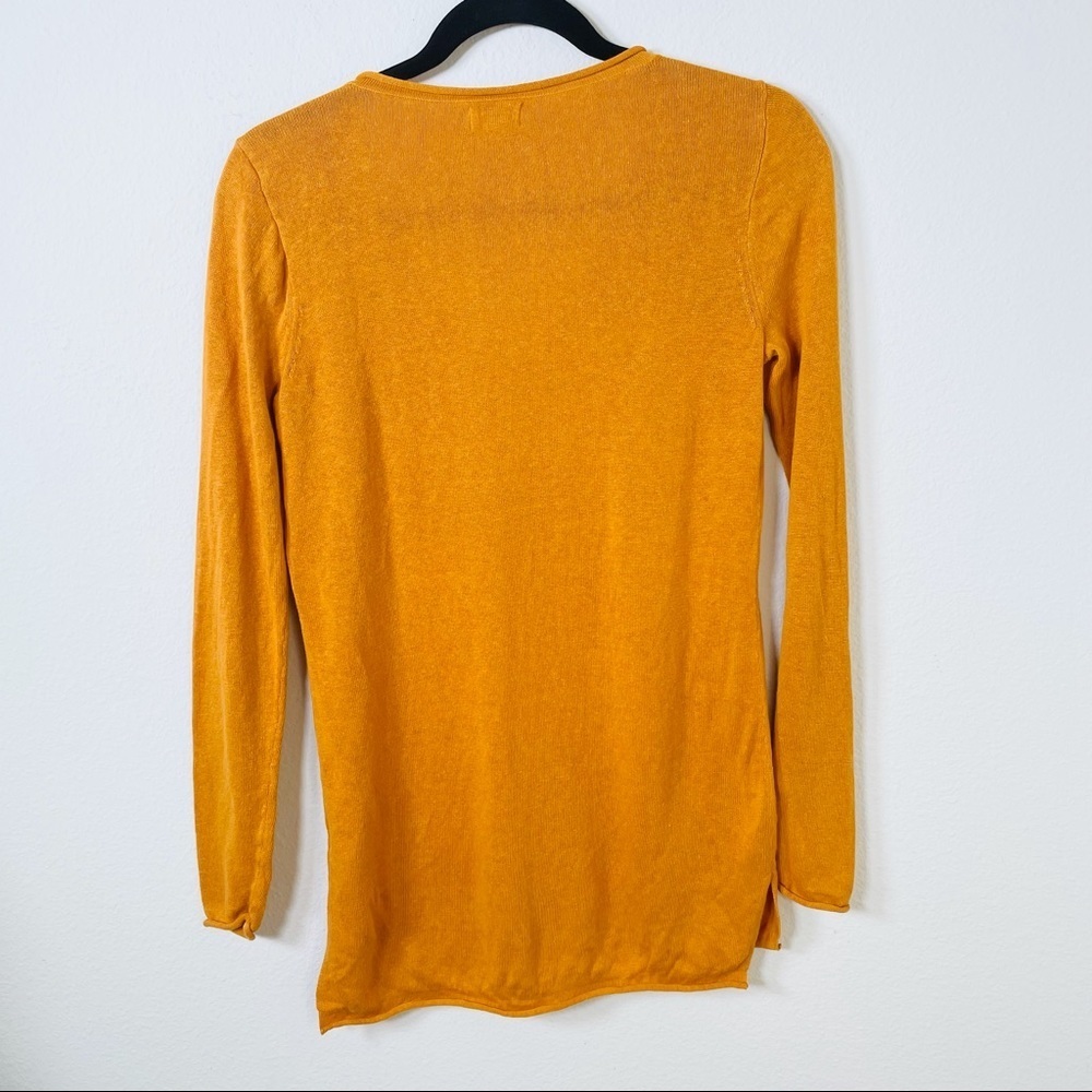 J. Crew Linen Blend V-Neck Mustard Yellow Sweater - Picture 3 of 10